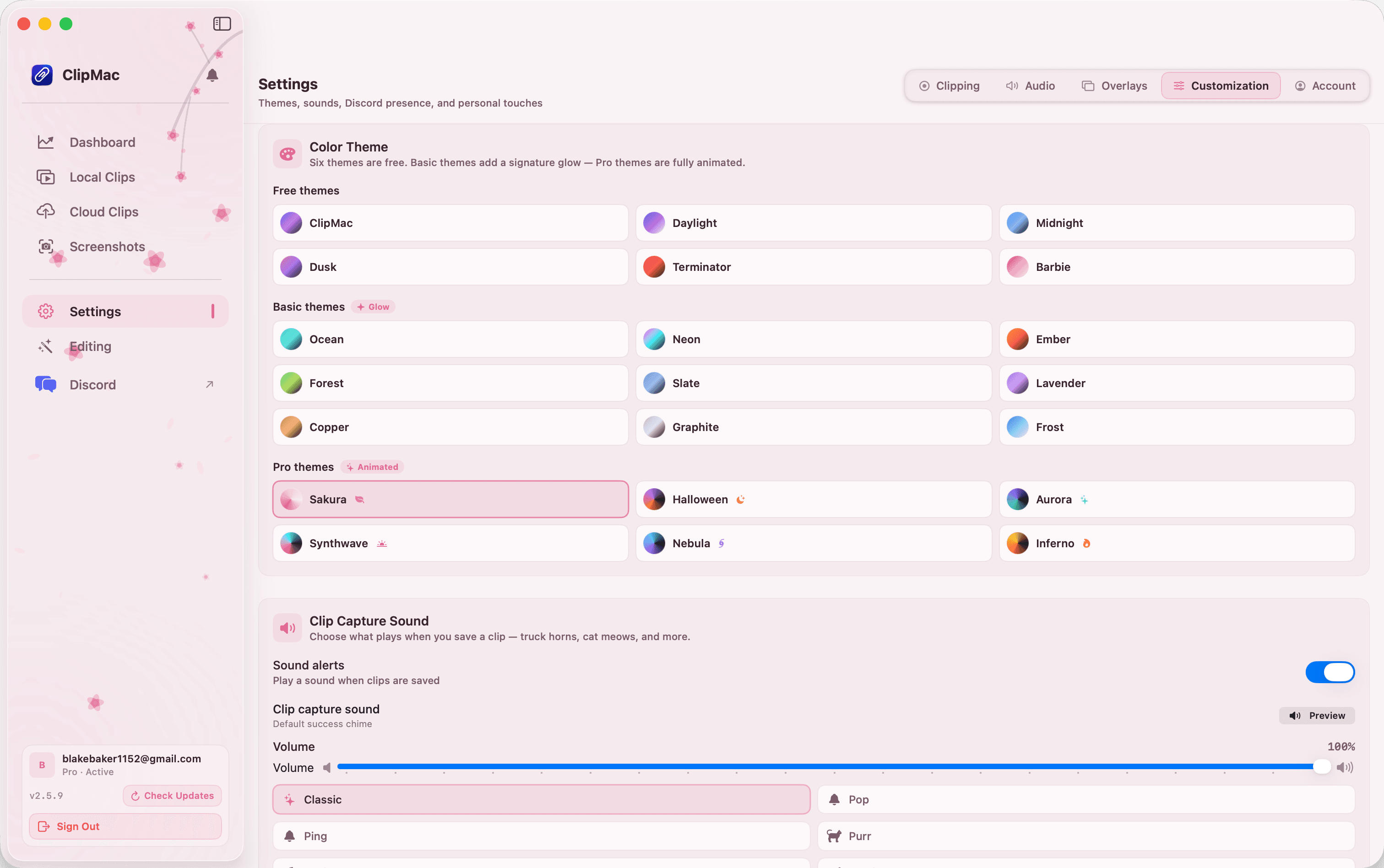 ClipMac Sakura theme