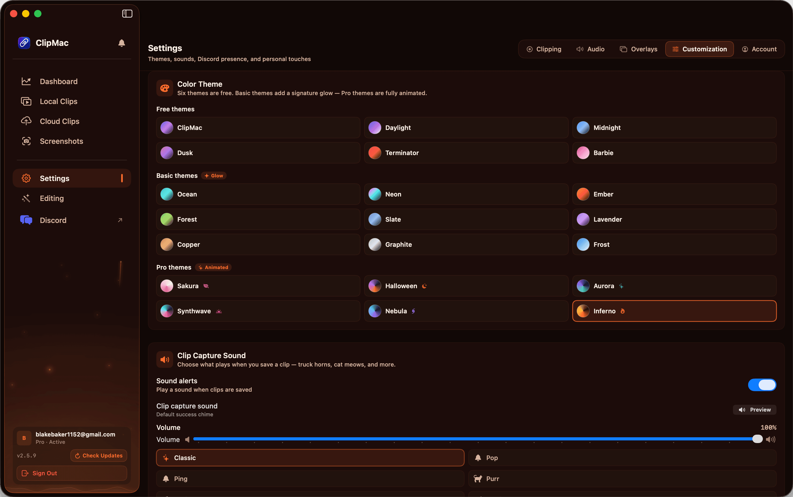 ClipMac Inferno theme