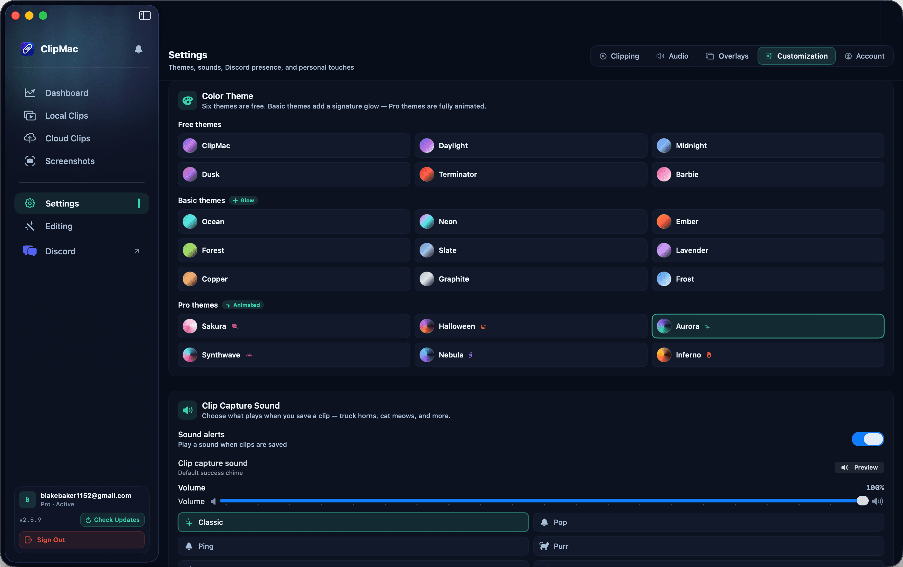 ClipMac Aurora theme